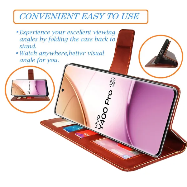 Brown_GP_Flip_Cover_for_Vivo_Y400_Pro_5G|_Leather_Finish|Shock_Proof|Magnetic_Clouser_Compatible_with_Vivo_Y400_Pro_5G_(Brown)