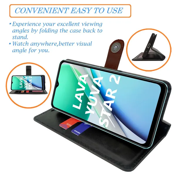 Manjoor_Brown_Flip_Cover_for_Lava_Yuva_Star_2|_Leather_Finish|Shock_Proof|Magnetic_Clouser_Compatible_with_Lava_Yuva_Star_2_(Brown)