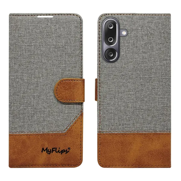 Khadi_Gray_Flip_Cover_for_Samsung_M36_5G|_Leather_Finish|Shock_Proof|Magnetic_Clouser_Compatible_with_Samsung_M36_5G_(Gray)