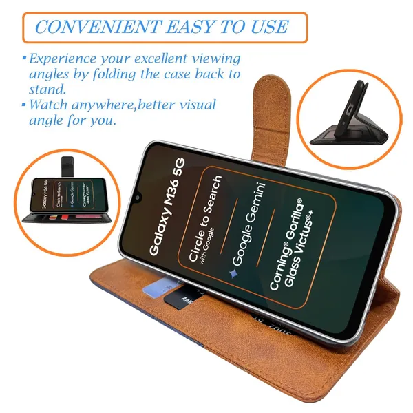 Khadi_Gray_Flip_Cover_for_Samsung_M36_5G|_Leather_Finish|Shock_Proof|Magnetic_Clouser_Compatible_with_Samsung_M36_5G_(Gray)