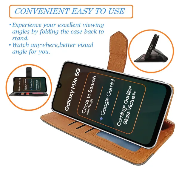 Kite_Brown_Flip_Cover_for_Samsung_M36_5G|_Leather_Finish|Shock_Proof|Magnetic_Clouser_Compatible_with_Samsung_M36_5G_(Brown)