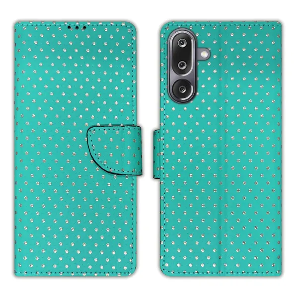 Aqua_Marine_Green_Dot_Flip_Cover_for_Samsung_M36_5G|_Leather_Finish|Shock_Proof|Magnetic_Clouser_Compatible_with_Samsung_M36_5G_(Green)
