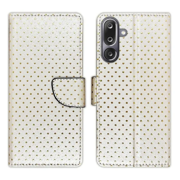 Silver_Dot_Flip_Cover_for_Samsung_M36_5G|_Leather_Finish|Shock_Proof|Magnetic_Clouser_Compatible_with_Samsung_M36_5G_(White)