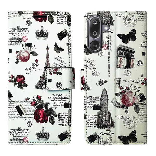 White_Tower_Flip_Cover_for_Samsung_M36_5G|_Leather_Finish|Shock_Proof|Magnetic_Clouser_Compatible_with_Samsung_M36_5G_(White)