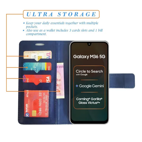 Blue_GP_Flip_Cover_for_Samsung_M36_5G|_Leather_Finish|Shock_Proof|Magnetic_Clouser_Compatible_with_Samsung_M36_5G_(Blue)