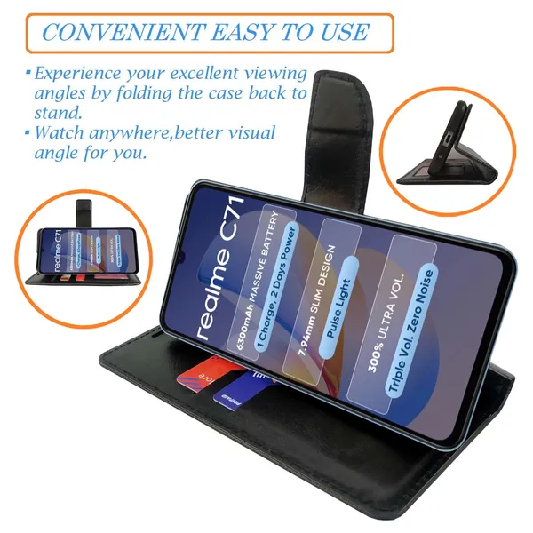 Garden_Blue_Flip_Cover_for_Realme_C71|_Leather_Finish|Shock_Proof|Magnetic_Clouser_Compatible_with_Realme_C71_(Blue)