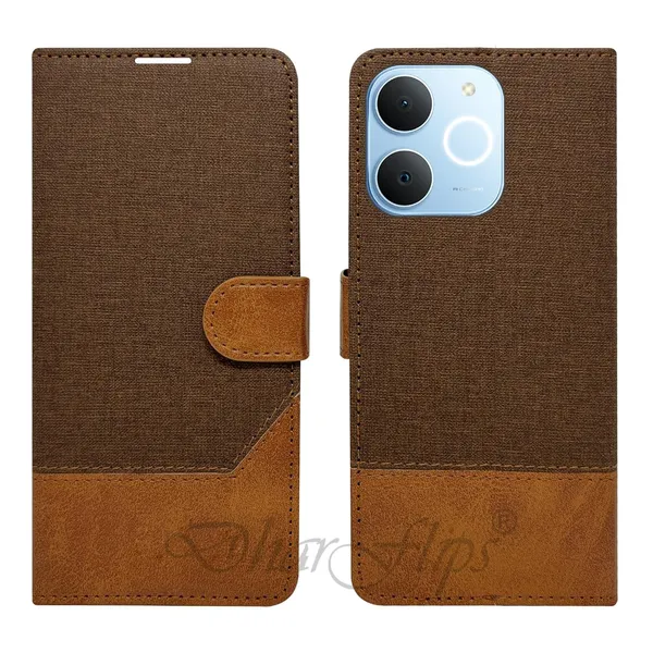 Khadi_Brown_Flip_Cover_for_Realme_C71|_Leather_Finish|Shock_Proof|Magnetic_Clouser_Compatible_with_Realme_C71_(Brown)