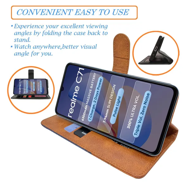 Khadi_Gray_Flip_Cover_for_Realme_C71|_Leather_Finish|Shock_Proof|Magnetic_Clouser_Compatible_with_Realme_C71_(Gray)