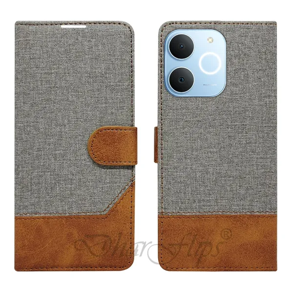 Khadi_Gray_Flip_Cover_for_Realme_C71|_Leather_Finish|Shock_Proof|Magnetic_Clouser_Compatible_with_Realme_C71_(Gray)