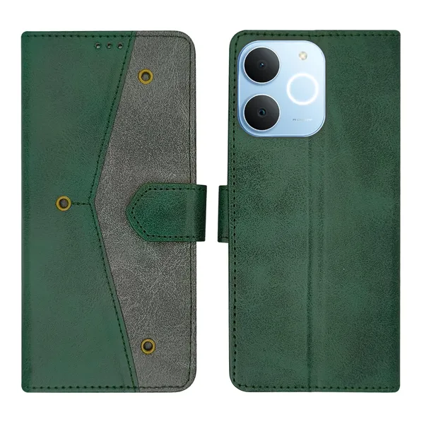 Kite_Green_Flip_Cover_for_Realme_C71|_Leather_Finish|Shock_Proof|Magnetic_Clouser_Compatible_with_Realme_C71_(Green)