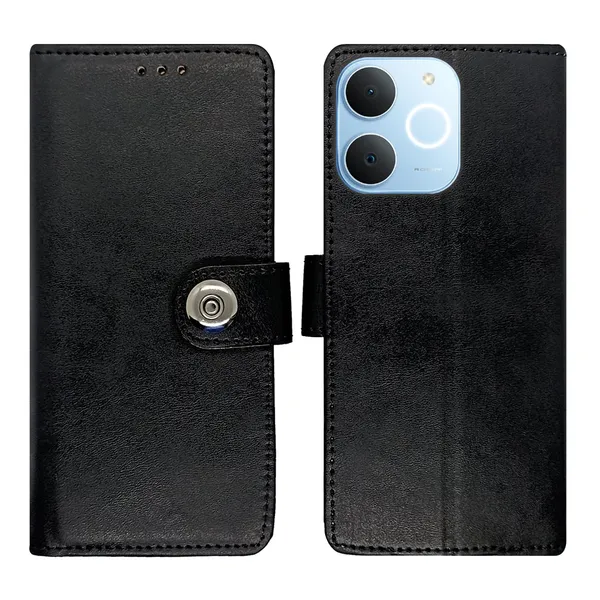 Manjoor_Black_Flip_Cover_for_Realme_C71|_Leather_Finish|Shock_Proof|Magnetic_Clouser_Compatible_with_Realme_C71_(Black)