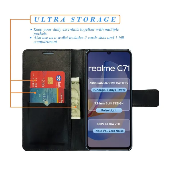 Mat_Mix_Flip_Cover_for_Realme_C71|_Leather_Finish|Shock_Proof|Magnetic_Clouser_Compatible_with_Realme_C71_(Multicolor)