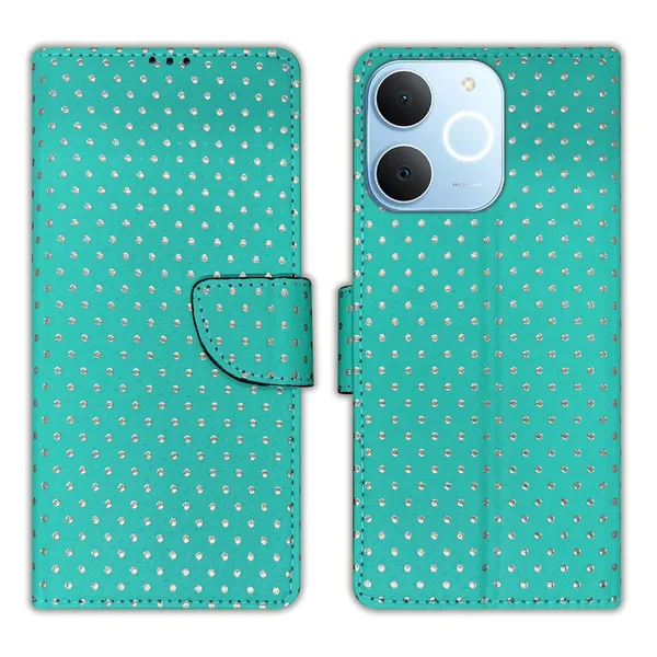Aqua_Marine_Green_Dot_Flip_Cover_for_Realme_C71|_Leather_Finish|Shock_Proof|Magnetic_Clouser_Compatible_with_Realme_C71_(Green)