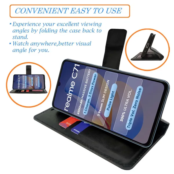 White_Tower_Flip_Cover_for_Realme_C71|_Leather_Finish|Shock_Proof|Magnetic_Clouser_Compatible_with_Realme_C71_(White)