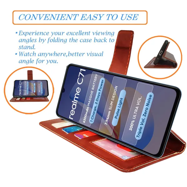 Brown_GP_Flip_Cover_for_Realme_C71|_Leather_Finish|Shock_Proof|Magnetic_Clouser_Compatible_with_Realme_C71_(Brown)