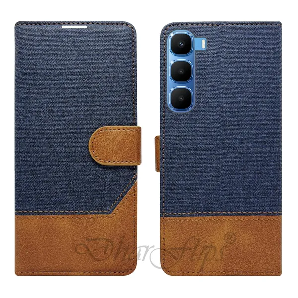 Khadi_Blue_Flip_Cover_for_Infinix_Hot_60_5G+|_Leather_Finish|Shock_Proof|Magnetic_Clouser_Compatible_with_Infinix_Hot_60_5G+_(Blue)
