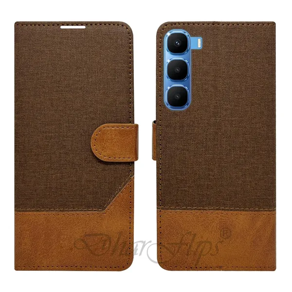 Khadi_Brown_Flip_Cover_for_Infinix_Hot_60_5G+|_Leather_Finish|Shock_Proof|Magnetic_Clouser_Compatible_with_Infinix_Hot_60_5G+_(Brown)