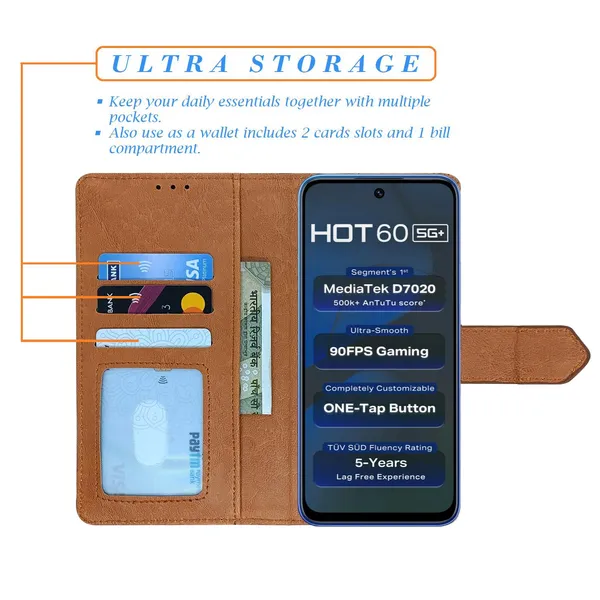 Kite_Brown_Flip_Cover_for_Infinix_Hot_60_5G+|_Leather_Finish|Shock_Proof|Magnetic_Clouser_Compatible_with_Infinix_Hot_60_5G+_(Brown)