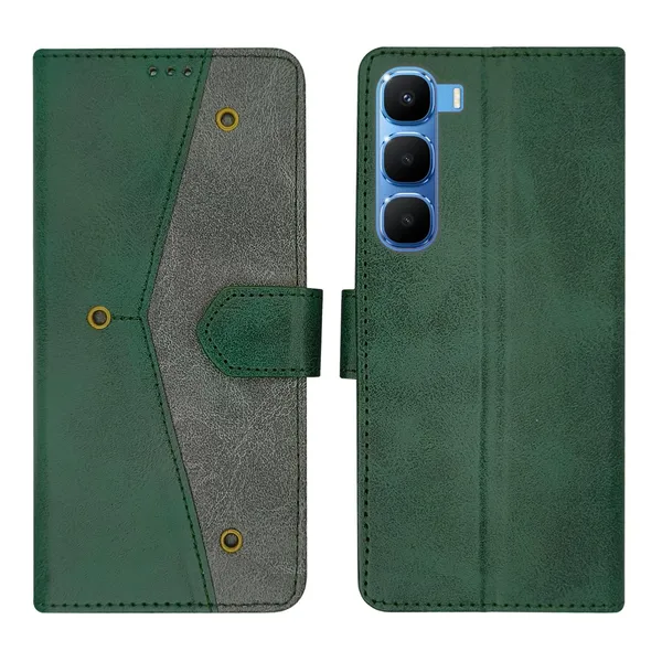 Kite_Green_Flip_Cover_for_Infinix_Hot_60_5G+|_Leather_Finish|Shock_Proof|Magnetic_Clouser_Compatible_with_Infinix_Hot_60_5G+_(Green)