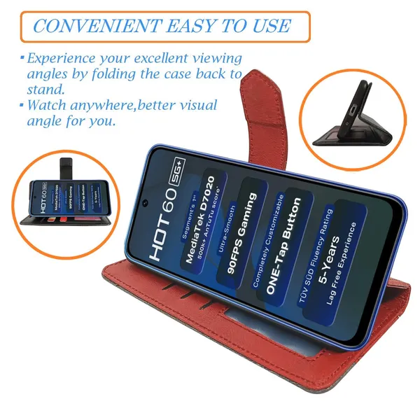 Kite_Red_Flip_Cover_for_Infinix_Hot_60_5G+|_Leather_Finish|Shock_Proof|Magnetic_Clouser_Compatible_with_Infinix_Hot_60_5G+_(Red)