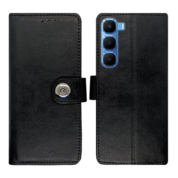 Manjoor_Black_Flip_Cover_for_Infinix_Hot_60_5G+|_Leather_Finish|Shock_Proof|Magnetic_Clouser_Compatible_with_Infinix_Hot_60_5G+_(Black)