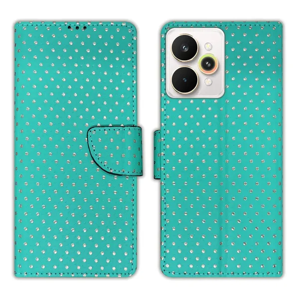 Aqua_Marine_Green_Dot_Flip_Cover_for_Realme_15_Pro_5G|_Leather_Finish|Shock_Proof|Magnetic_Clouser_Compatible_with_Realme_15_Pro_5G_(Green)