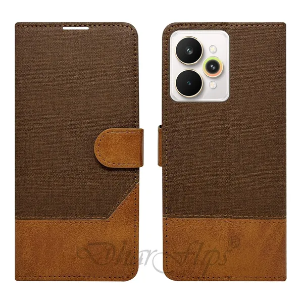 Khadi_Brown_Flip_Cover_for_Realme_15_Pro_5G|_Leather_Finish|Shock_Proof|Magnetic_Clouser_Compatible_with_Realme_15_Pro_5G_(Brown)