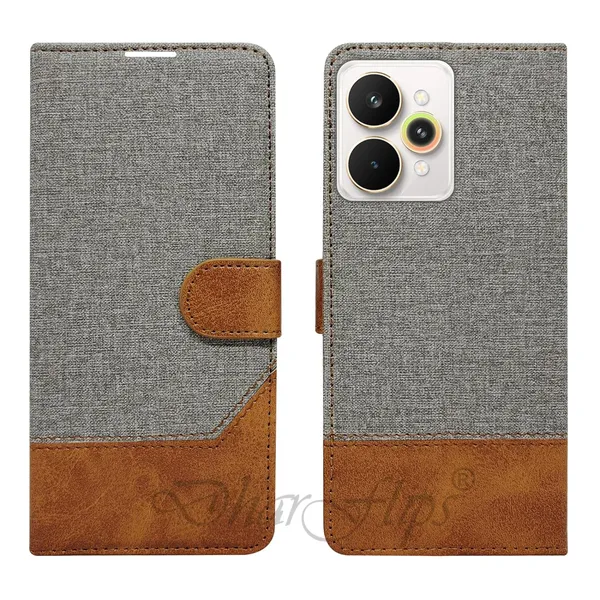 Khadi_Gray_Flip_Cover_for_Realme_15_Pro_5G|_Leather_Finish|Shock_Proof|Magnetic_Clouser_Compatible_with_Realme_15_Pro_5G_(Gray)