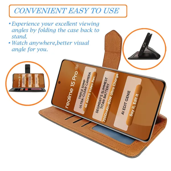 Kite_Brown_Flip_Cover_for_Realme_15_Pro_5G|_Leather_Finish|Shock_Proof|Magnetic_Clouser_Compatible_with_Realme_15_Pro_5G_(Brown)