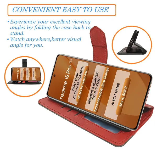 Kite_Red_Flip_Cover_for_Realme_15_Pro_5G|_Leather_Finish|Shock_Proof|Magnetic_Clouser_Compatible_with_Realme_15_Pro_5G_(Red)