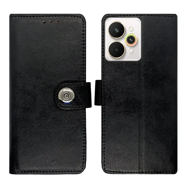 Manjoor_Black_Flip_Cover_for_Realme_15_Pro_5G|_Leather_Finish|Shock_Proof|Magnetic_Clouser_Compatible_with_Realme_15_Pro_5G_(Black)