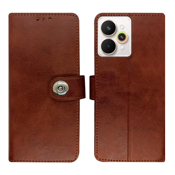 Manjoor_Brown_Flip_Cover_for_Realme_15_Pro_5G|_Leather_Finish|Shock_Proof|Magnetic_Clouser_Compatible_with_Realme_15_Pro_5G_(Brown)