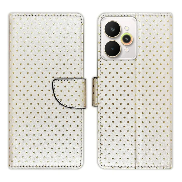 Silver_Dot_Flip_Cover_for_Realme_15_Pro_5G|_Leather_Finish|Shock_Proof|Magnetic_Clouser_Compatible_with_Realme_15_Pro_5G_(White)