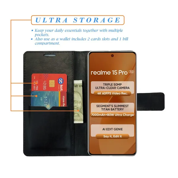 White_Tower_Flip_Cover_for_Realme_15_Pro_5G|_Leather_Finish|Shock_Proof|Magnetic_Clouser_Compatible_with_Realme_15_Pro_5G_(White)