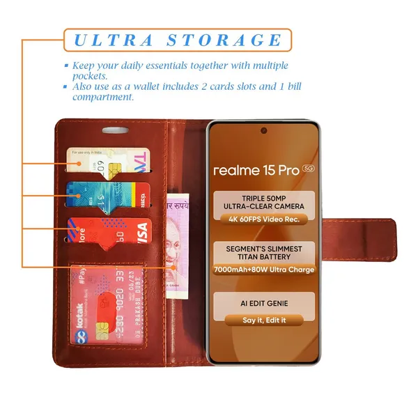 Brown_GP_Flip_Cover_for_Realme_15_Pro_5G|_Leather_Finish|Shock_Proof|Magnetic_Clouser_Compatible_with_Realme_15_Pro_5G_(Brown)