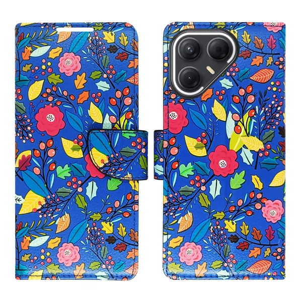 Garden_Blue_Flip_Cover_for_Tecno_Pova_7_5G|_Leather_Finish|Shock_Proof|Magnetic_Clouser_Compatible_with_Tecno_Pova_7_5G_(Blue)