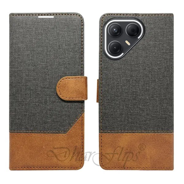 Khadi_Black_Flip_Cover_for_Tecno_Pova_7_5G|_Leather_Finish|Shock_Proof|Magnetic_Clouser_Compatible_with_Tecno_Pova_7_5G_(Black)