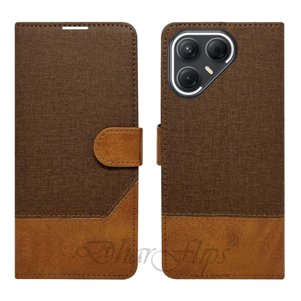 Khadi_Brown_Flip_Cover_for_Tecno_Pova_7_5G|_Leather_Finish|Shock_Proof|Magnetic_Clouser_Compatible_with_Tecno_Pova_7_5G_(Brown)