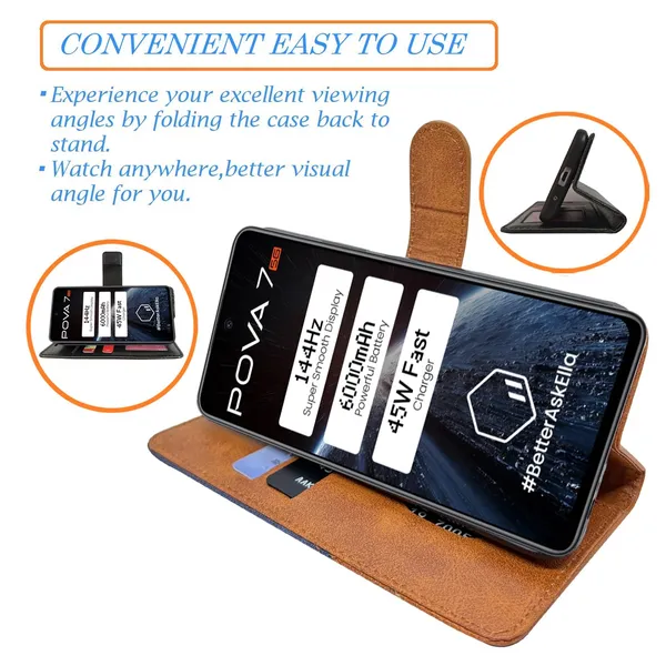 Khadi_Gray_Flip_Cover_for_Tecno_Pova_7_5G|_Leather_Finish|Shock_Proof|Magnetic_Clouser_Compatible_with_Tecno_Pova_7_5G_(Gray)
