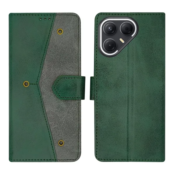 Kite_Green_Flip_Cover_for_Tecno_Pova_7_5G|_Leather_Finish|Shock_Proof|Magnetic_Clouser_Compatible_with_Tecno_Pova_7_5G_(Green)