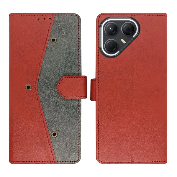 Kite_Red_Flip_Cover_for_Tecno_Pova_7_5G|_Leather_Finish|Shock_Proof|Magnetic_Clouser_Compatible_with_Tecno_Pova_7_5G_(Red)