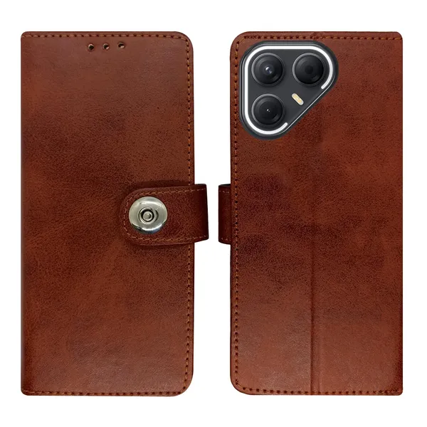 Manjoor_Brown_Flip_Cover_for_Tecno_Pova_7_5G|_Leather_Finish|Shock_Proof|Magnetic_Clouser_Compatible_with_Tecno_Pova_7_5G_(Brown)