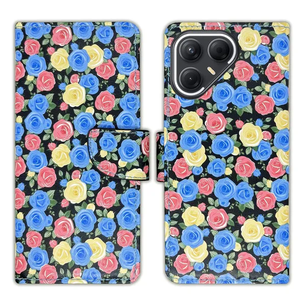Rose_Blue_Flip_Cover_for_Tecno_Pova_7_5G|_Leather_Finish|Shock_Proof|Magnetic_Clouser_Compatible_with_Tecno_Pova_7_5G_(Blue)
