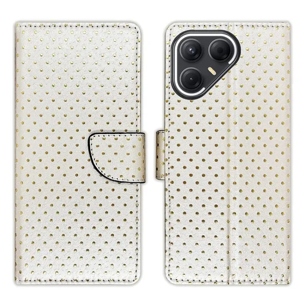 Silver_Dot_Flip_Cover_for_Tecno_Pova_7_5G|_Leather_Finish|Shock_Proof|Magnetic_Clouser_Compatible_with_Tecno_Pova_7_5G_(White)