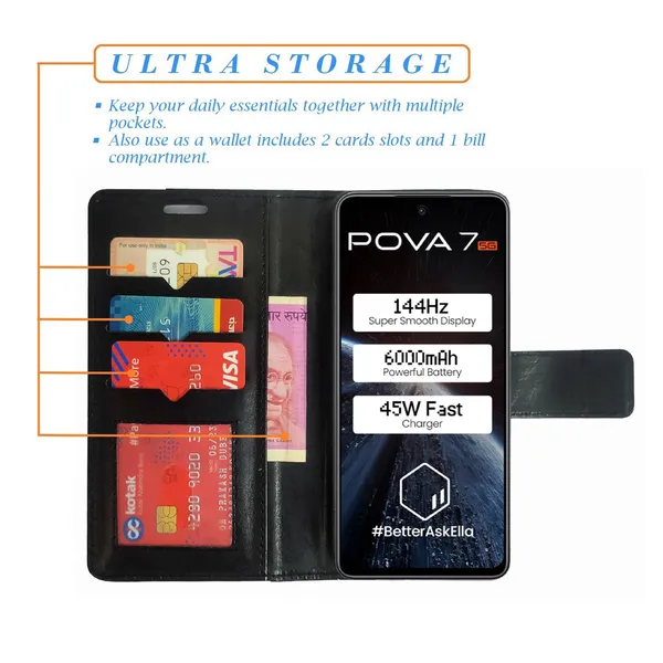 Black_GP_Flip_Cover_for_Tecno_Pova_7_5G|_Leather_Finish|Shock_Proof|Magnetic_Clouser_Compatible_with_Tecno_Pova_7_5G_(Black)