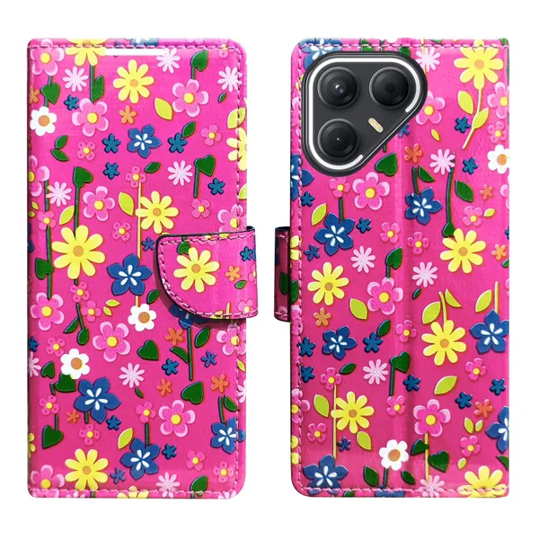 Basant_Pink_Flip_Cover_for_Tecno_Pova_7_Pro_5G|_Leather_Finish|Shock_Proof|Magnetic_Clouser_Compatible_with_Tecno_Pova_7_Pro_5G_(Pink)