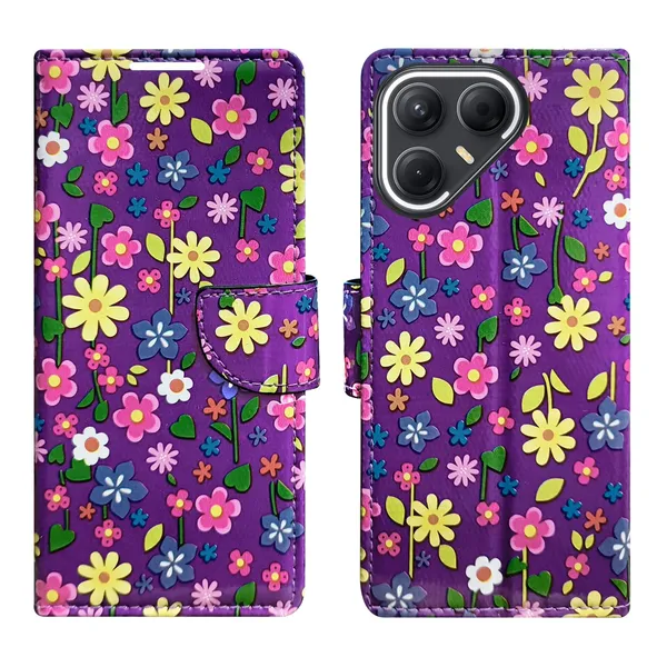 Basant_Purple_Flip_Cover_for_Tecno_Pova_7_Pro_5G|_Leather_Finish|Shock_Proof|Magnetic_Clouser_Compatible_with_Tecno_Pova_7_Pro_5G_(Pink)