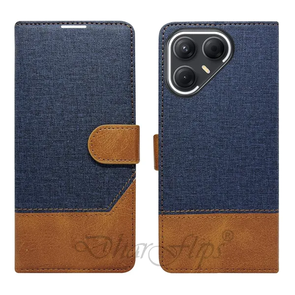Khadi_Blue_Flip_Cover_for_Tecno_Pova_7_Pro_5G|_Leather_Finish|Shock_Proof|Magnetic_Clouser_Compatible_with_Tecno_Pova_7_Pro_5G_(Blue)