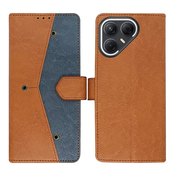 Kite_Brown_Flip_Cover_for_Tecno_Pova_7_Pro_5G|_Leather_Finish|Shock_Proof|Magnetic_Clouser_Compatible_with_Tecno_Pova_7_Pro_5G_(Brown)