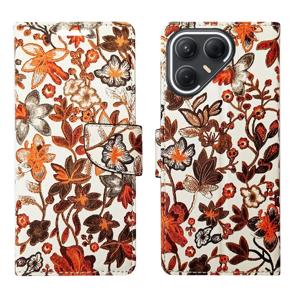 Orange_Pattern_Flip_Cover_for_Tecno_Pova_7_Pro_5G|_Leather_Finish|Shock_Proof|Magnetic_Clouser_Compatible_with_Tecno_Pova_7_Pro_5G_(Orange)